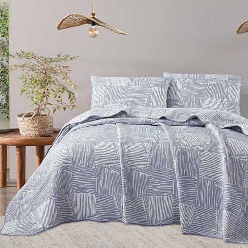 NOVOTEXTIL Colcha Jacquard Cama 180 (270x270) – Diseño Minimalista y Elegante – Algodón y Microfibra – Incluye 2 Fundas Almohada (50x70) – Cubrecama Acolchado para Verano y Entretiempo (Atenas)