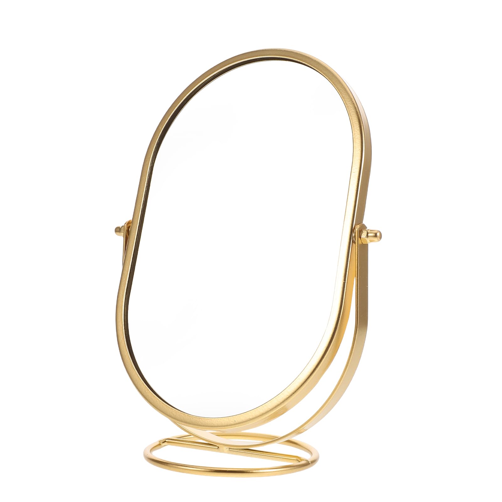 Miroir de maquillage ovale rotatif doré pour corriger les défauts d'éclairage