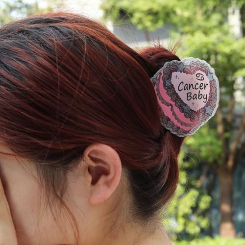 Cancer Baby Acetate Hair Claw, Personalized Acetate Hair Clip Mother Day Gift Birthday Present Pink and Silver