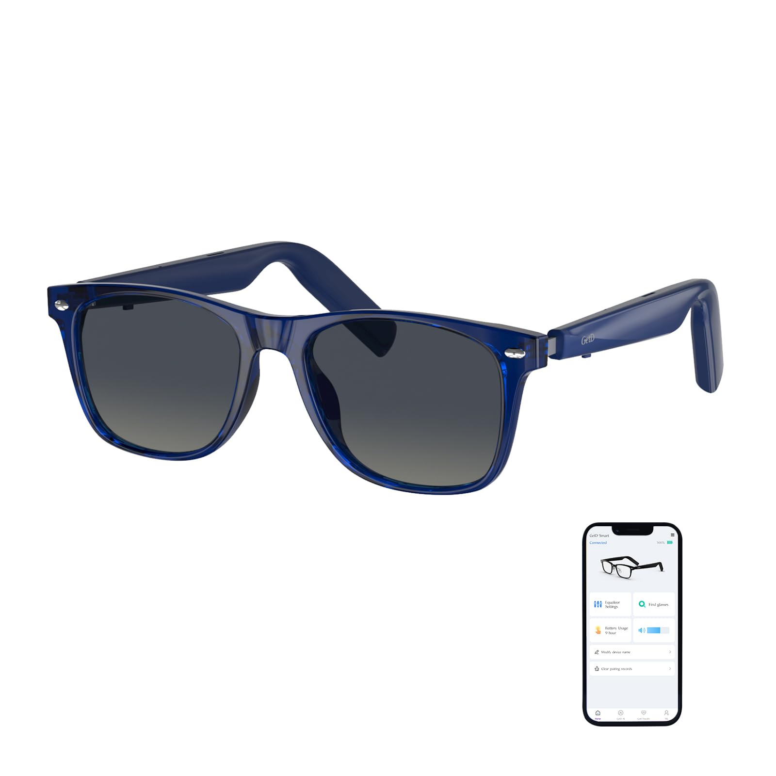 GetDBluetooth Sunglasses for Men/Women, AI Translator, 11H Battery Life, Polarized Lens, UV Protection, Voice Control, Built-in Mic & Speakers, Smart Eyewear for Gaming Meeting Travel