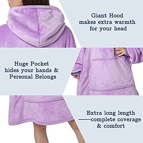 Image of Maharsh Oversized Hoodie Blanket Women Ultra Plush Fleece with Soft Sherpa Reversible Warm Cosy Comfy Wearable Hooded Giant Sweatshirt Throw for Girls Adults Men Boys Kids Big Pocket