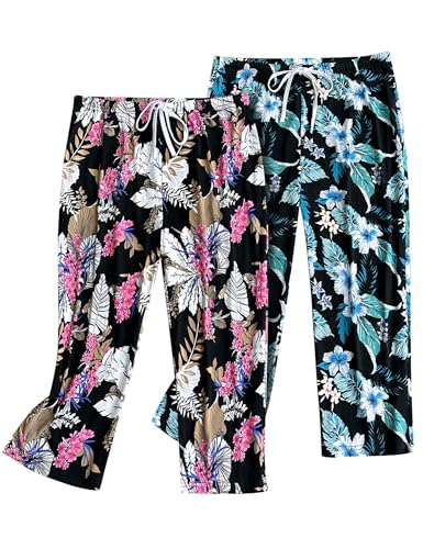 Image of ENJOYNIGHT Women's Capri Pajama Pants Lounge Causal Bottoms Print Sleep Pants