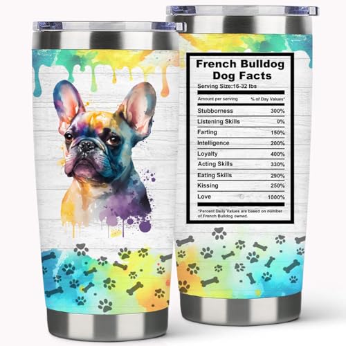 French bulldog Dog Travel Tumbler-Vacuum Insulated Tumbler with S...