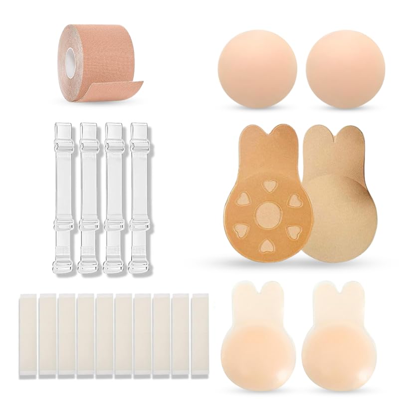 secret admirer Women's Everyday Essentials Combo || 1 Boob Tape, 1 Set Breast Uplifters, 1 Set Silicon Nipple Covers, 4 Silicone Bra Straps, 1 Set Silicon Breast Uplifters, 10 Bra-Dress Tape-picture-11