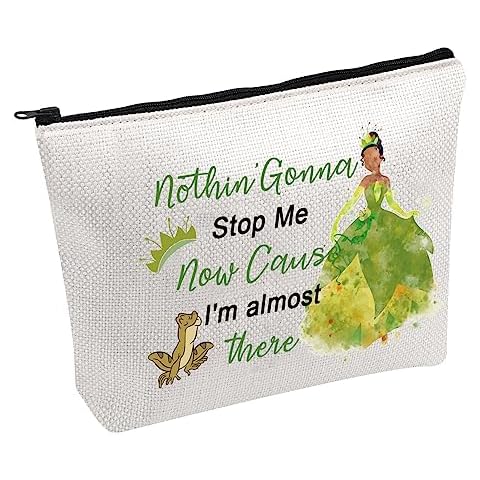 FOTAP Tiana Princess Cosmetic Bag Frog Princess Gifts Princess Inspired Gifts Princess Lover Gift Princesses Tiana Gifts Magic Kingdom Gift (I'm almost) Cover