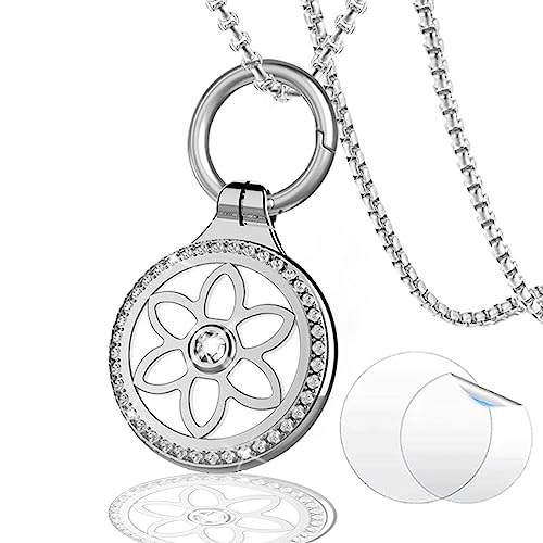 AirTag Halter Sleeve Schlüsselanhänger Tracker Hülle Abzeichen Tasche für Kinder Jungen Frauen (1 Halskette Silber)