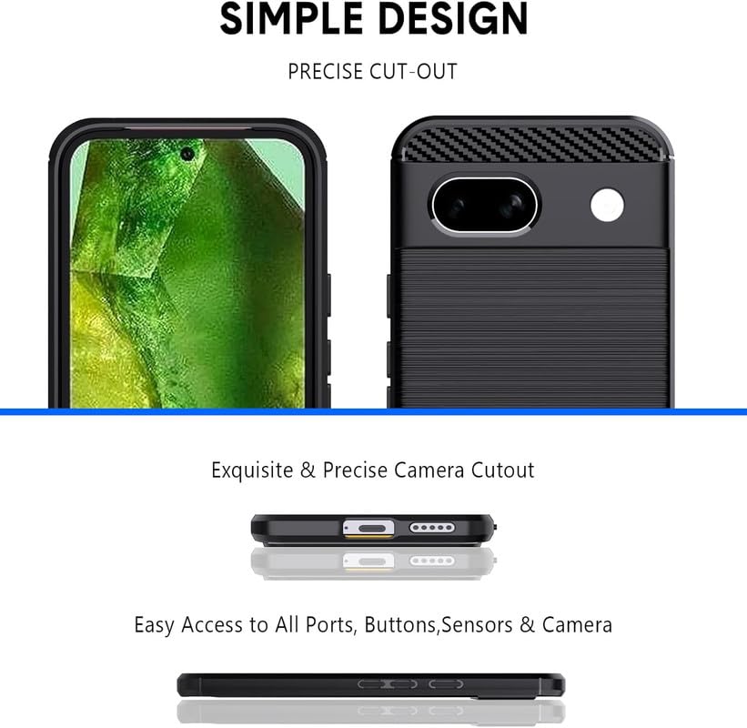 Image of NPRC Hybrid Ultra Slim Protective Case TPU Non-Slip Carbon Fiber Texture Shockproof Case Cover for Google Pixel 8A - Black