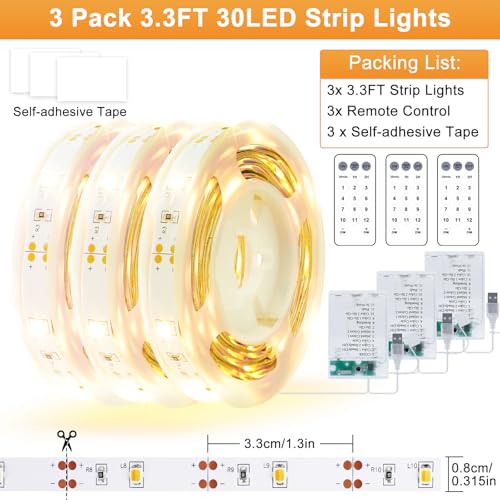 Tira LED a pilas 3 piezas 3.3 pies con control y temporizador miniatura 4