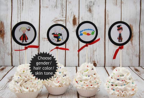 Amazon.com: 12 Magic Show Party Cupcake Topper, Magic Show Birthday ...
