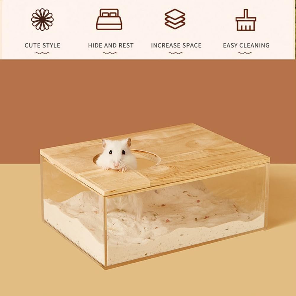 PLUSHCEWT Hamster Sand Bath Container,Pet Hamster Sand Bathroom,Hamster Sand Bath Box,Sand Bathroom for Syrian Hamster,for Mice Lemming Gerbils (Rectangle) - Image 3