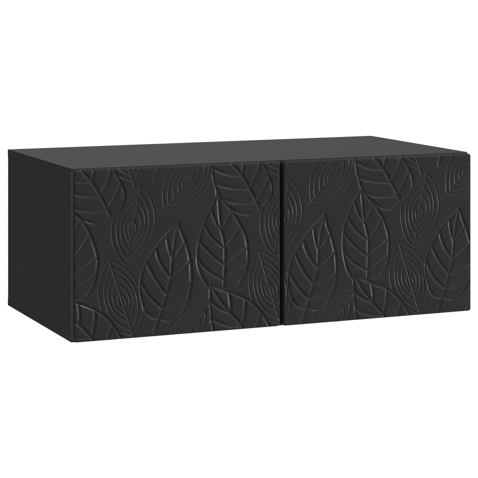 Wandmontierter TV-Schrank 78,5 x 41 x 30 cm Schwarz - Schwebendes TV Lowboard aus Holzwerkstoff mit 2 Türen - Platzsparendes Sideboard für Wohnzimmer und Media Center
