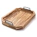 MyGift Rustic Burnt Wood 16-Inch Serving Tray with Metal Handles