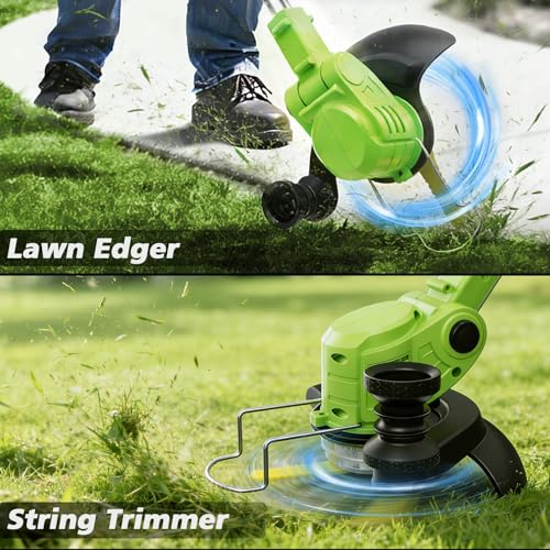 Image of Cordless Weed Wacker,21V Weed Electric Eater Battery Powered | 2Pcs 4.0Ah Batteries,3 Types Blades,Lightweight,3 in 1 Brush Cutter /Grass Trimmer /Lawn Edger