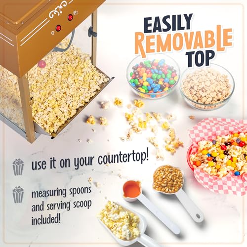 Nostalgia Popcorn Maker Machine - Professional Cart With 10 Oz Kettle Makes Up to 40 Cups - Vintage Lincoln Popper Popcorn Machine Movie Theater Style - Black