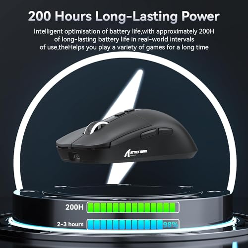 Image of ATTACK SHARK X6 Lightweight Wireless Gaming Mouse with RGB Backlight Charging Base,Tri-Mode Wired /2.4GHz /BT5.2,26K DPI, PAW3395 Optical Sensor,HUANO Switch,5programmable Buttons,PC /Mac(Black)