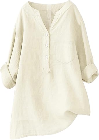 Womens Cotton Linen Button Down Shirt 2024 Sleeve Collar Casual Womens Shirt Womens Shirt Boho Tops for Women Thin