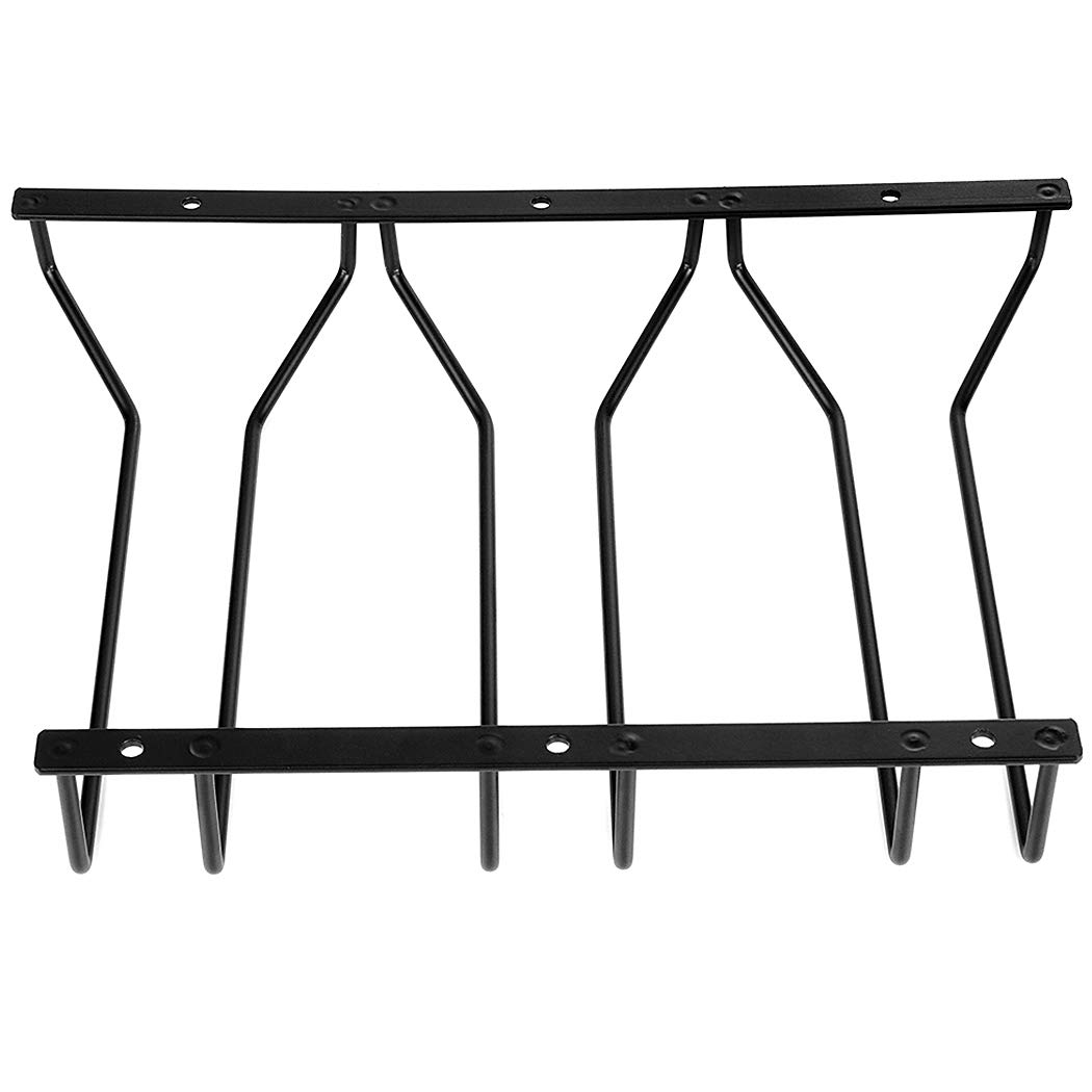 Weinglasregal unter dem Schrank, schwarz, Stielglas-Regal, Draht-Hängeregal, Weinglashalter mit Schrauben, 24 cm, 3 Reihen