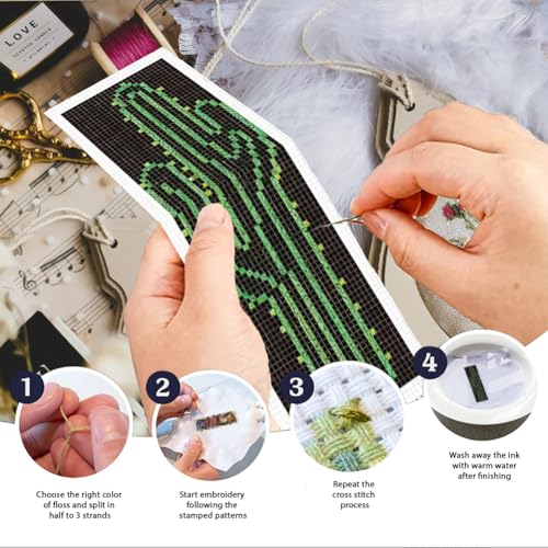 Image of INFUNLY 6pcs Simple Animals Cross Stitch Bookmark Kit for Beginners DIY Abstract Plants Embroidery Bookmark Kits Rabbit Needlepoint Kit with Instruction Easy Cross Stitch Set for Book Lovers Readers