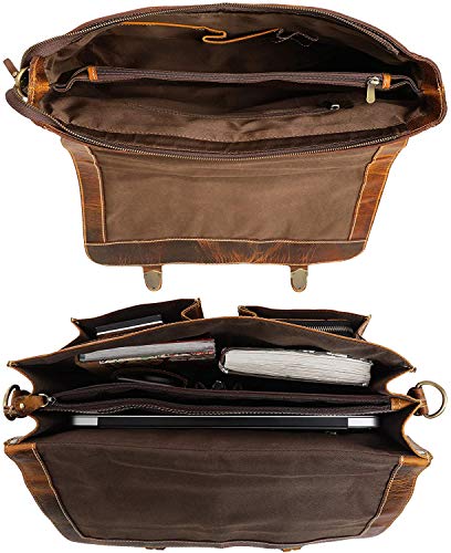 Vintage Handmade Leather Messenger Bag Laptop Briefcase Computer Satchel Bag for Men (18 Inches) - Thumbnail 3
