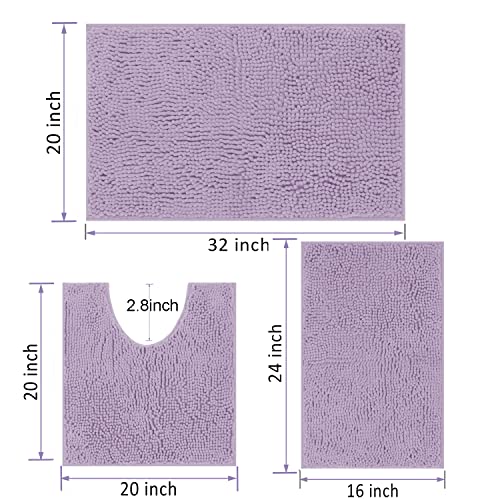 RUN HELIX Chenille Bath Mat, Non Slip Extra Soft Bath Toilet Mat 3 Pieces, Super Absorbent Bath Rug for Bathroom Bedroom - Image 3