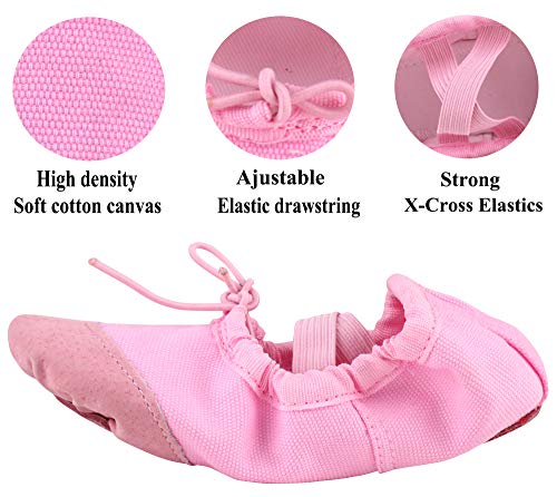 image for LONSOEN Ballet Slipper Shoes Split-Sole Dance Flat for Girls (Toddler/