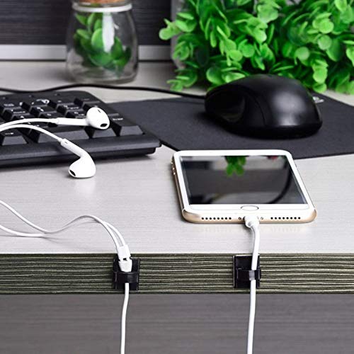 SagaSave 30 PCS Clips adhesivos para cables, clips de cables para pared para gestión de cables, clips resistentes para sujetar cables para pared, bajo escritorio, luces navideñas, coche, dash cam, Ethernet, cables eléctricos miniatura 5