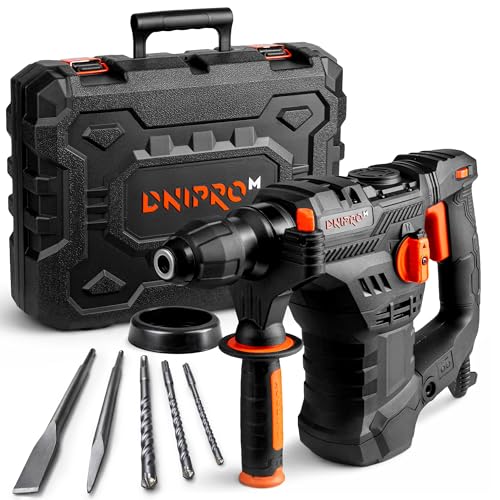 DNIPRO-M Martillo Perforador SDS Plus 1650W 5,5J, Taladro Percutor Profesional 4 Modos, Velocidad Variable, Sistema Antivibración, Embrague de Seguridad R-Control, Ø36 mm Hormigón, Cable 4 m, BH-20