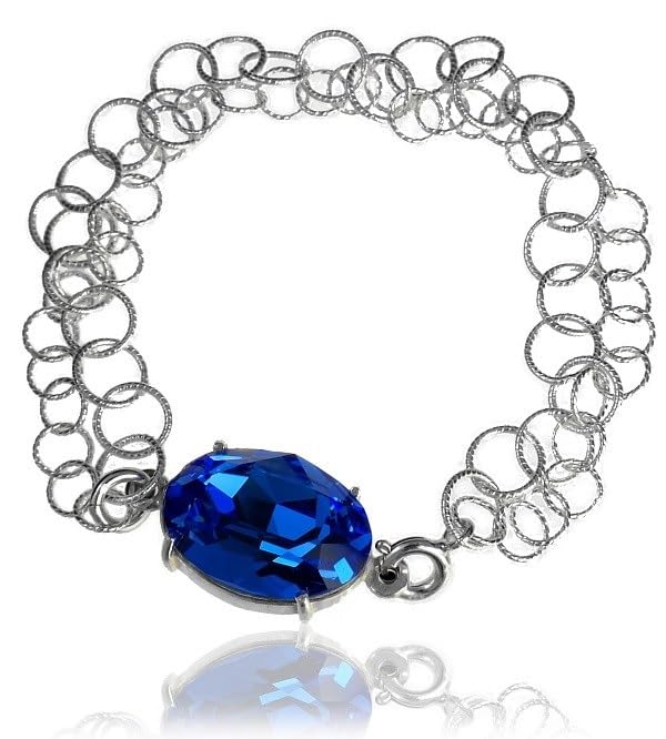 Bracelet en argent sterling 925 et cristaux bleus de prestige