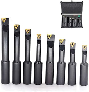 OSCARBIDE 3/4" Shank Indexable Boring Bars 8 Pieces/Set,90 Degree Round Shank Boring Bars with Indexable Carbide Inserts 4 Pieces TCMT21.51 & 4 Pieces TCMT221
