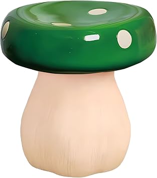 Mushroom Stool,Mushroom Side Table,Mushroom Foot Rest Stool,Small Coffee Table for for Makeup Living Room Bedroom Garden Ottoman32x32x35cm13x13x14inch, Green