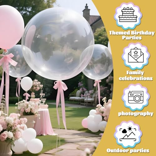 Image of Clear Balloons 9pcs 36 Inch Extra Large Big Jumbo Giant Transparent Bubble Latex Helium Balloons for Graduation Wedding Baby Shower Gender Reveal Birthday Party Decorations