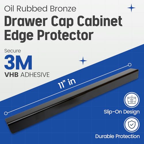 Stainless Steel Drawer Cap Protects Cabinet Edges from Damage. Slip-on Design with 3M Adhesive for a Secure fit. Fits 3/4" Thick or Less Doors and Drawers (Oil Rubbed Bronze, 11 Inch) by SEAR'D - Image 3