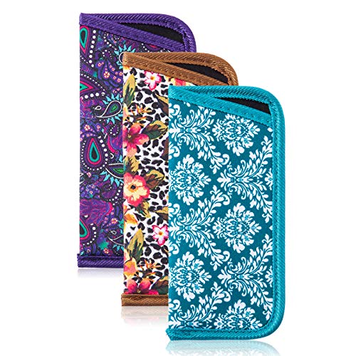 Image of TRIUMPH VISION Reading Glasses Pouch Eyeglass Sleeve Soft Case Slim 3 Pack | Alternative to Bulky Case Lightweight,Neoprene Lined Padded Protect Optical lens Slip in, Cute Pattern Portable for Daily Use