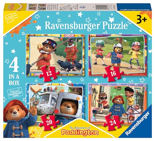 Ravensburger Paddington Bear Jigsaw Puzzles for Kids Age 3 Years Up - 4 in a Box (12, 16, 20, 24 Pieces) - Educational Toddler Toys & Games