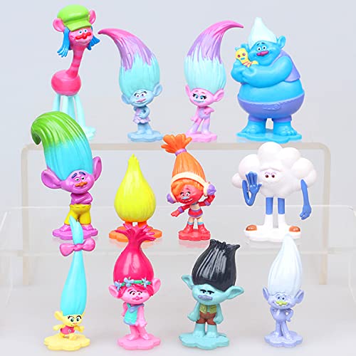 12 Pcs Troll Toys, 1.58"-2.8" Troll Action Figure Toys, Mini Troll Figure Party Decorating Troll Dolls For Kids Birthday Party #TOP3