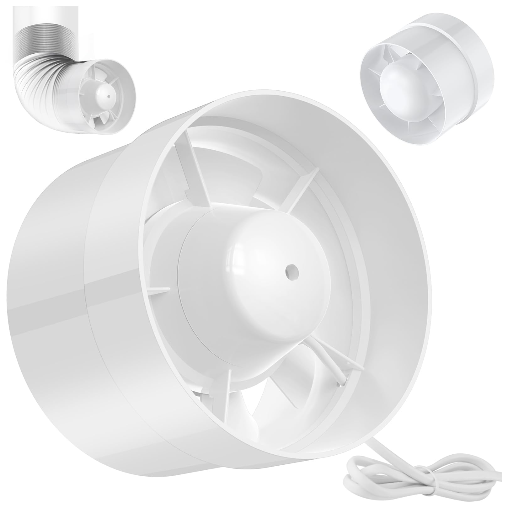 Rohrventilator 125mm, Rohrlüfter 240 m³/h, 34dB Leise, Abluftventilator Rohrlüfter 125mm, Rohrventilator Rauchabzug für Badezimmer, Küche, WC, Gewächshaus, Growzelt, Garage