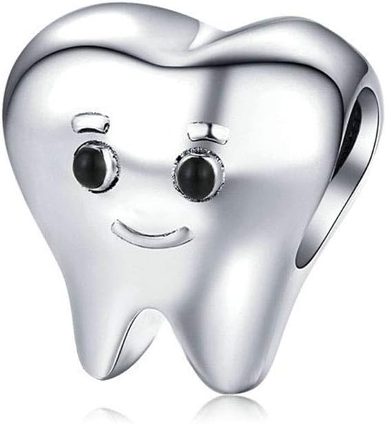LAMOONY Smile Tooth Charm 925 Sterling Silver Health Charm Anniversary Charm Love Charm Birthday Charm for Pandora Charm Bracelet (A)