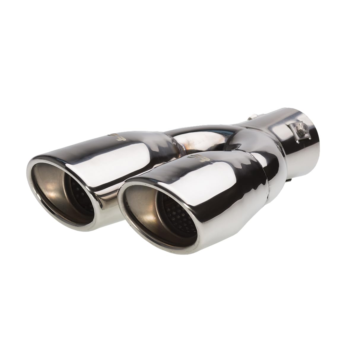 Simoni Racing Cola de Tubo de Escape Deportiva Doble Ovalada/Inclinada Acero Inoxidable - 167x67xL220mm - Montaje 37->57mm - Derecho