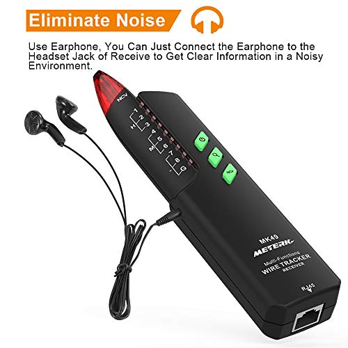 Wire Tracker, Meterk RJ11 RJ45 Multifunctional Cable Tester Line Finder with NCV Probe for Wire Tracer Toner Ethernet LAN Network Cable Collation, Telephone Line Tester, Continuity Checking - Thumbnail 2