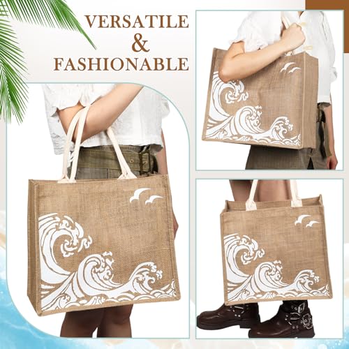 6 Pcs Beach Gifts for Women Set Beach Theme Gift Set Burlap Tote Bags Cosmetic Bag 20 oz Tumbler Keychain for Wedding Bride Bridesmaids Lover Holiday Travel(Classic)4