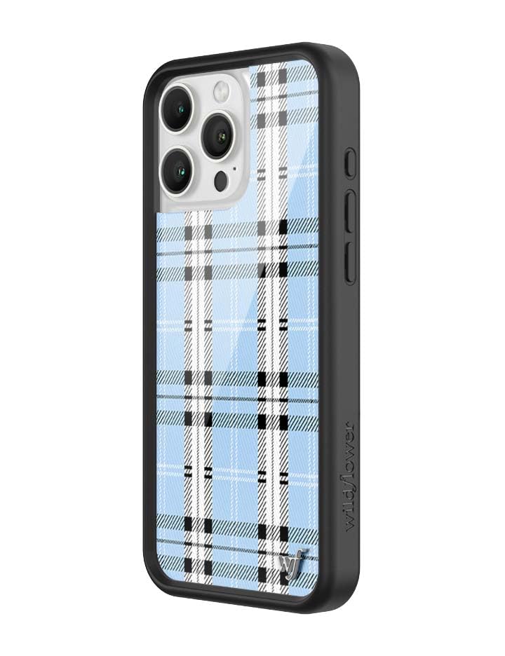 Image of Wildflower Cases - Compatible with iPhone 16 Pro Max | Protective Black Bumper, 6.5ft Drop Test Certified, Women Owned Small Business | Plaid Blue