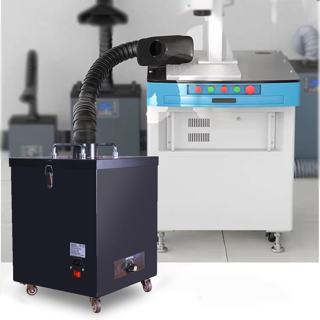 180W 387m³/H Adjustable Fume Extractor with 5 Stage Filters Welding Soldering Smoke Purifier DTF Fume Extractors for Laser Marking Printing Engraving Nail Salon (Black)