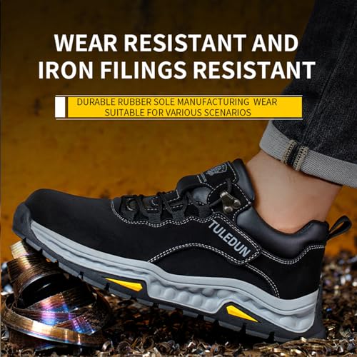 Image of Nutropa Welding Work Boots for Men Composite Toe Safety Boots Non Slip Steel Toe Work Shoes Lightweight Construction Welder Boots