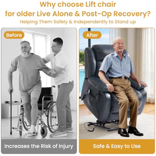 Image of Dual Motor Infinite Position Lay Flat Power Lift Recliner Chair for Elderly