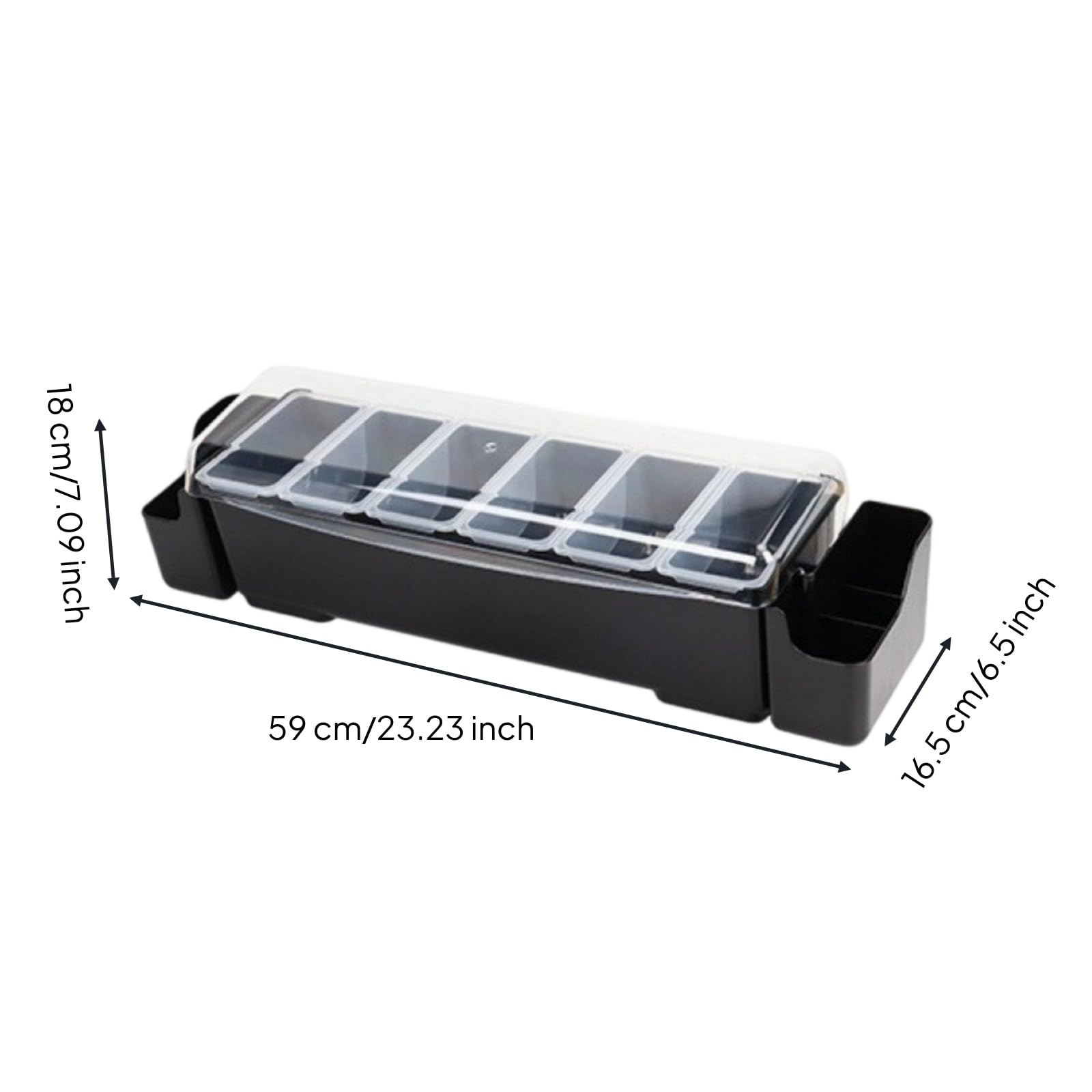 Gralara Portacondimenti con Vaschette Estraibili Pratico Organizzatore da Banco con Vaschette Igienico Contenitore Coperchio per Ristoratori, Buffet, Contenitore Per Frutta Con 6 Scomparti E Orecchie