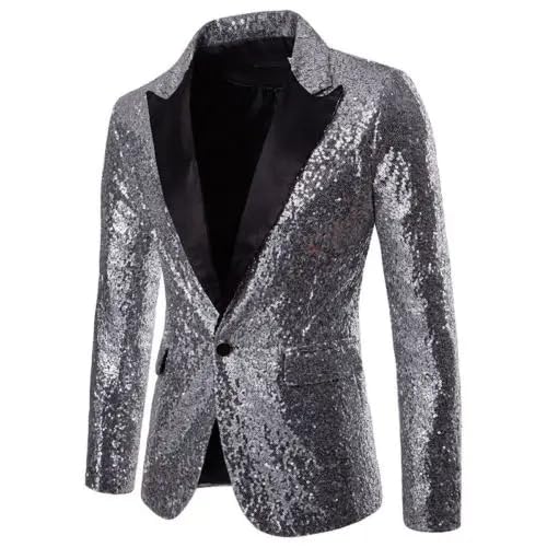 Men Suit Jackets Sequins Party Button Dance Coats Wedding Party Men Blazer4