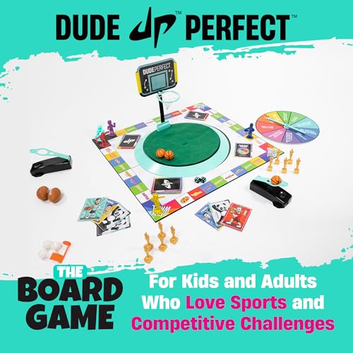 Image of Dude Perfect Board Game with Soccer Add On; Action Packed Sports Challenges for Competitive Kids and Families | Perfect for Family Game Night; 2 to 5 Players; Ages 4 and up