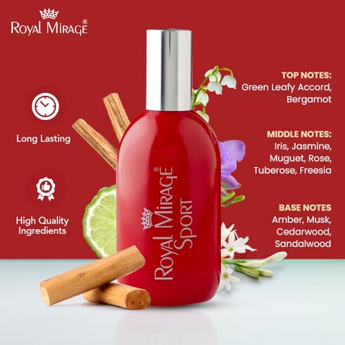 Image of Royal Mirage Sport Eau De Cologne | All-Day Freshness | Luxury Perfume | Floral & Woody Notes | Post-Gym EDC | Energizing Scent | Unisex Perfume | Gift for Man and Woman | 120ml