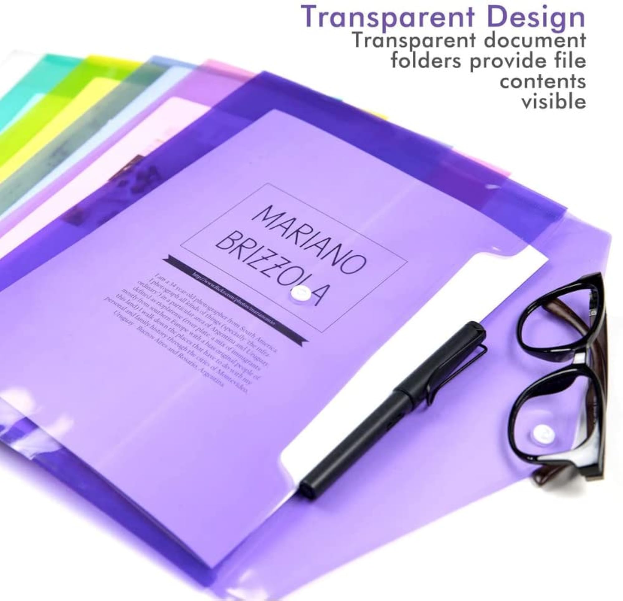A4 Size Clear Plastic Document Folder, Snap Button