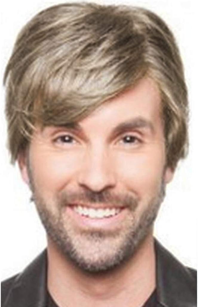 kashyk - Peluca para Hombre, Peluca Natural, Pelo de Caballero, Color marrón Dorado, Degradado, para Cosplay, Fiesta, Halloween, Carnaval, Fiesta, Hombre, Wig